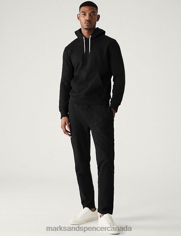 Marks and Spencer Canada - Men Black Clothing Marks & Spencer Drawstring Pure Cotton Straight Leg Joggers 20VTD6722