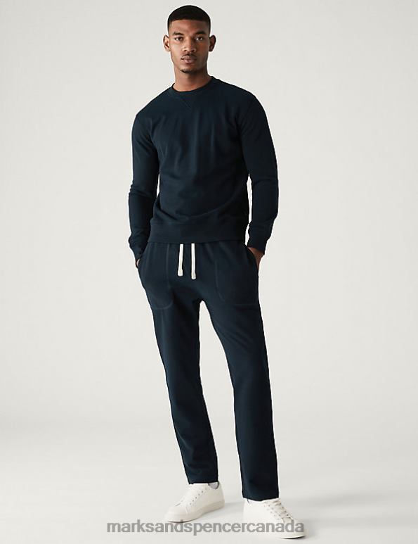 Marks and Spencer near me - Men Dark Navy Clothing Marks & Spencer Drawstring Pure Cotton Straight Leg Joggers 20VTD6391