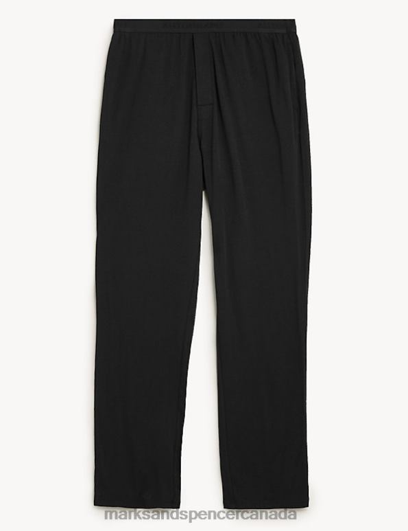 Marks and Spencer Canada - Men Black Clothing Marks & Spencer Supima Cotton Blend Supersoft Pyjama Bottoms 20VTD7072