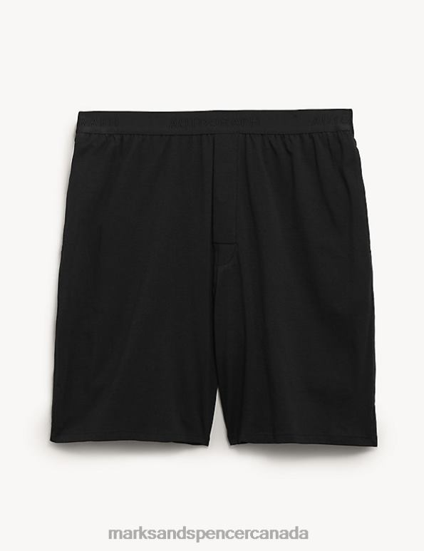 Marks and Spencer sale - Men Black Clothing Marks & Spencer Supima Cotton Blend Supersoft Pyjama Shorts 20VTD6719