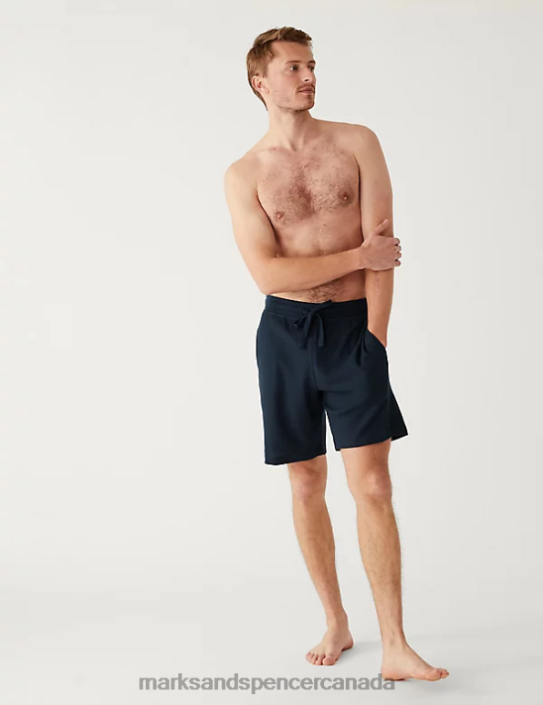 Marks and Spencer near me - Men Dark Navy Clothing Marks & Spencer Cotton Supersoft Waffle Loungewear Shorts 20VTD6549