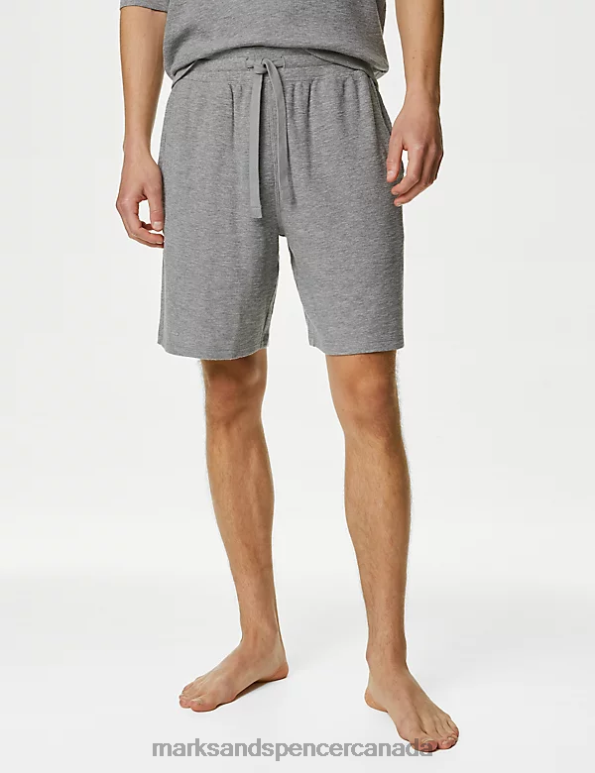 Marks and Spencer sale - Men Grey Marl Clothing Marks & Spencer Pure Cotton Loungewear Shorts 20VTD7284