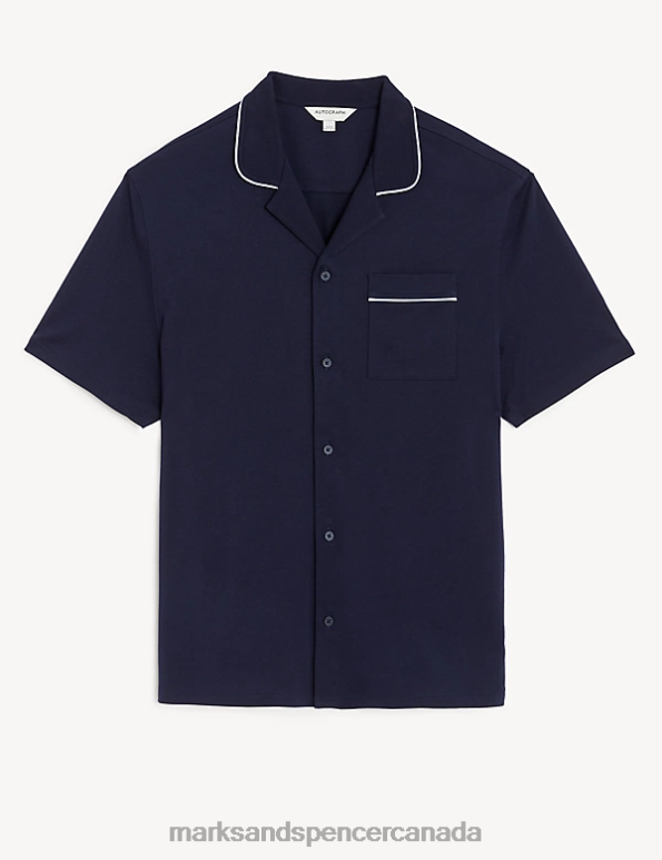 Men Navy Clothing Marks & Spencer Pure Cotton Pyjama Top 20VTD6558 - Marks and Spencer online