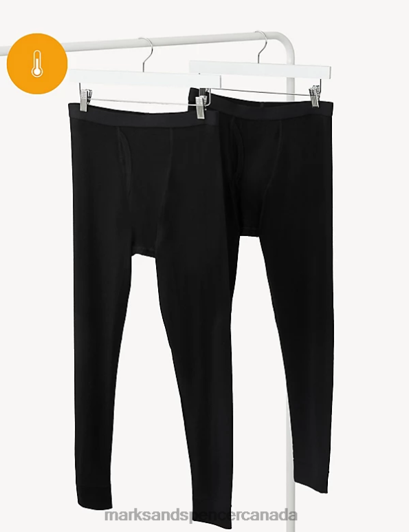 Marks and Spencer Canada - Men Black Clothing Marks & Spencer 2pk Heatgen Light Thermal Long Johns 20VTD5458