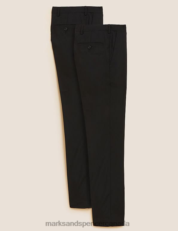 Marks and Spencer sale - Men Black Clothing Marks & Spencer 2pk Regular Fit Crease Resist Trousers 20VTD6630