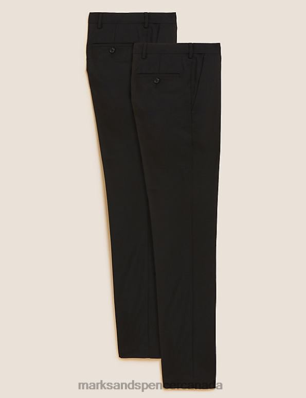 Marks and Spencer Canada - Men Black Clothing Marks & Spencer 2pk Slim Fit Active Waist Trousers 20VTD5237