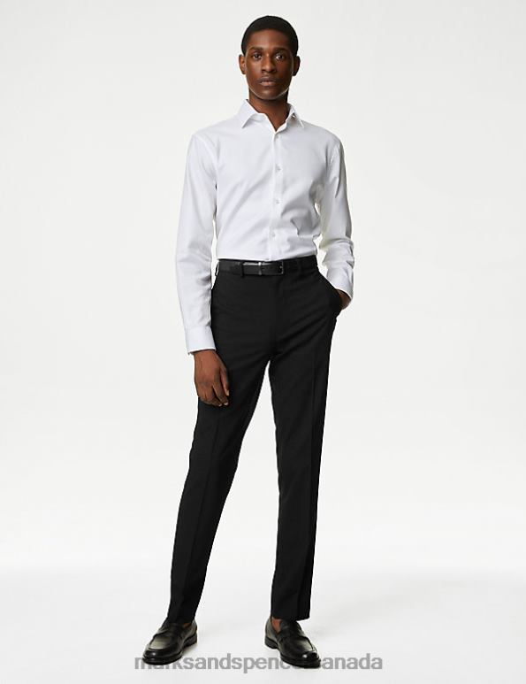 Marks and Spencer Canada - Men Black Clothing Marks & Spencer Slim Fit Flat Front Stretch Trousers 20VTD5534