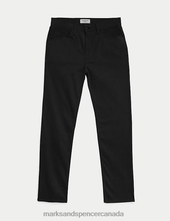 Marks and Spencer Canada - Men Black Clothing Marks & Spencer Straight Fit Italian 5 Pocket Trousers 20VTD6214