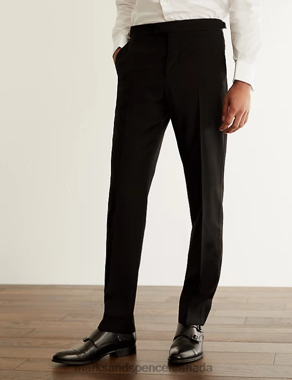 Marks and Spencer near me - Men Black Clothing Marks & Spencer Tailored Fit Italian Pure Wool Tuxedo Trousers 20VTD4848