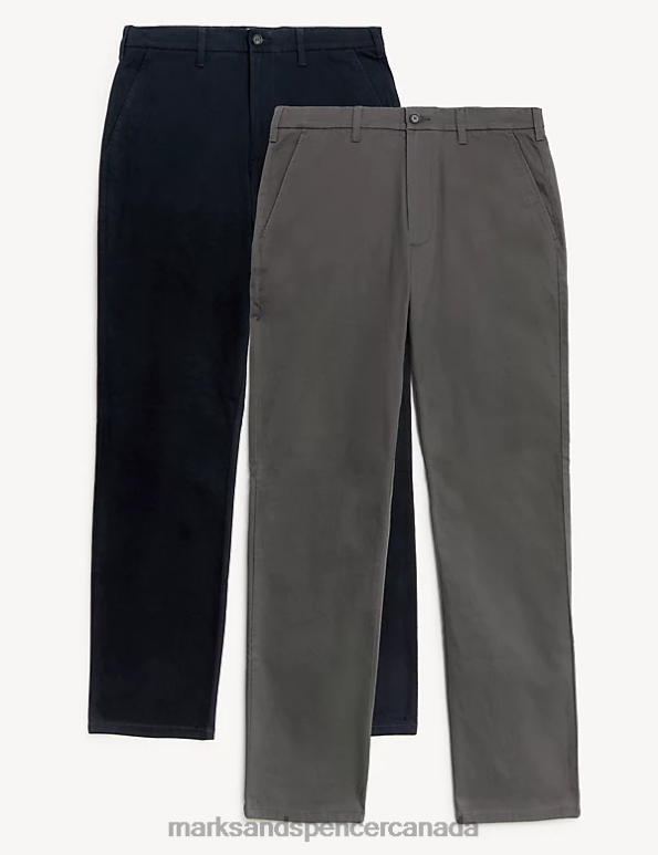 Marks and Spencer sale - Men Black/Grey Clothing Marks & Spencer 2pk Regular Fit Stretch Chinos 20VTD5484