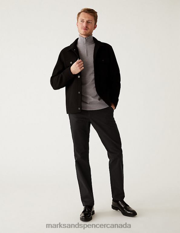 Marks and Spencer near me - Men Black Mix Clothing Marks & Spencer Regular Fit Stretch Chinos 20VTD231