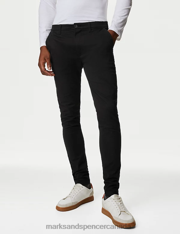 Men Black Mix Clothing Marks & Spencer Skinny Fit Stretch Chinos 20VTD5313 - Marks and Spencer online