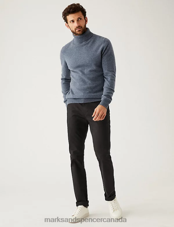 Marks and Spencer near me - Men Black Mix Clothing Marks & Spencer Slim Fit Stretch Chinos 20VTD7328