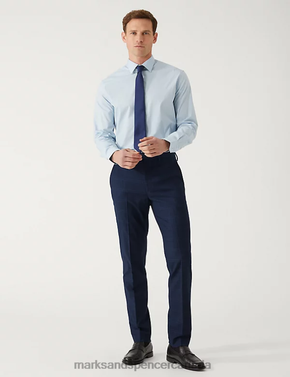 Men Blue Clothing Marks & Spencer Slim Fit Check Suit Trousers 20VTD5033 - Marks and Spencer online