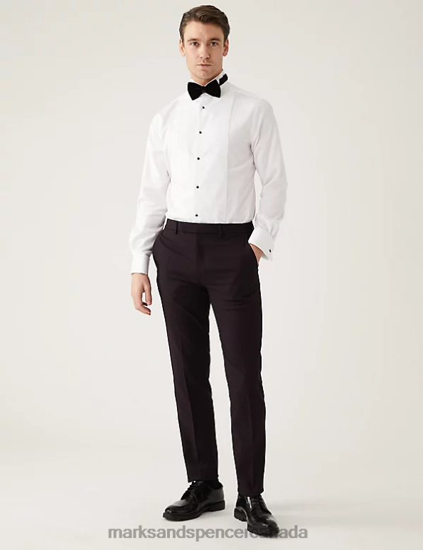 Men Burgundy Clothing Marks & Spencer Slim Fit Tuxedo Trousers 20VTD6069 - Marks and Spencer outlet