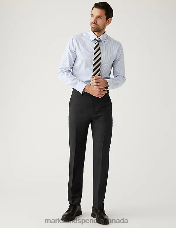 Men Charcoal Clothing Marks & Spencer Regular Fit Pure Wool Suit Trousers 20VTD6410 - Marks and Spencer outlet