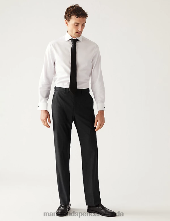 Marks and Spencer near me - Men Charcoal Clothing Marks & Spencer Regular Fit Stretch Suit Trousers 20VTD6246