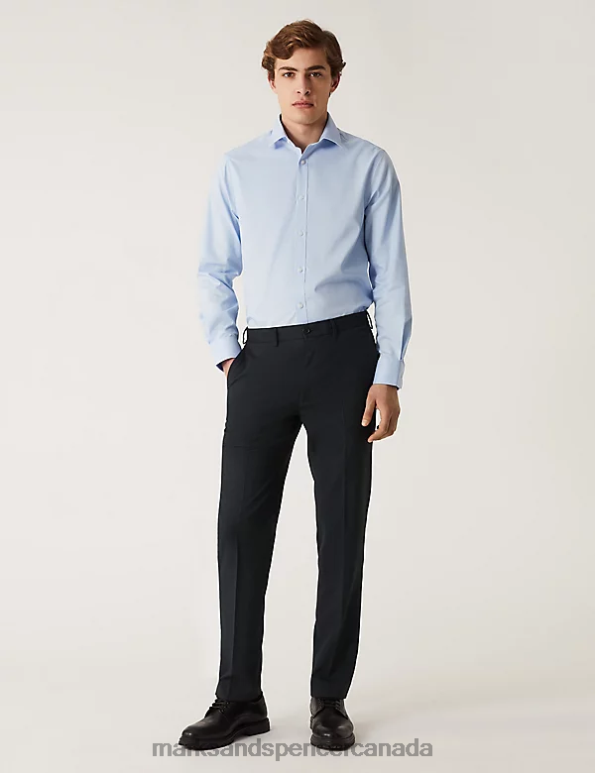 Marks and Spencer sale - Men Charcoal Clothing Marks & Spencer Slim Fit Flat Front Stretch Trousers 20VTD5920