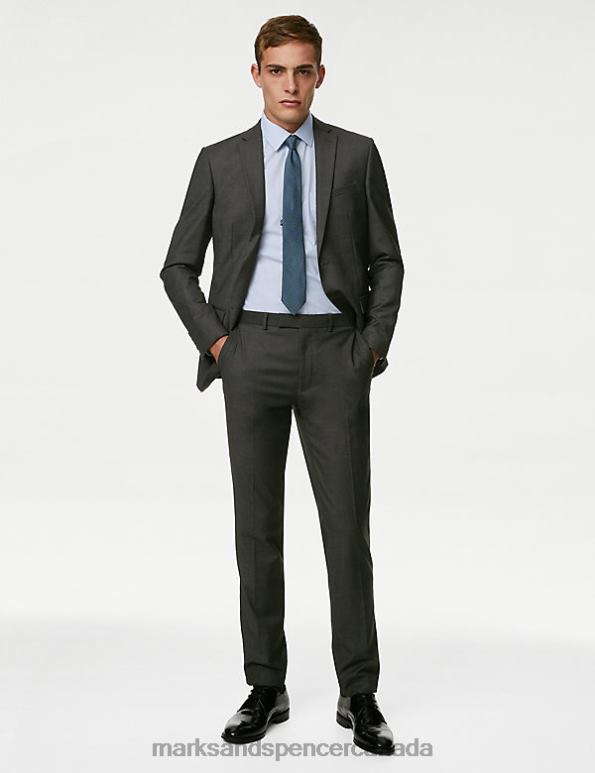 Men Charcoal Clothing Marks & Spencer Slim Fit Stretch Suit Trousers 20VTD5452 - Marks and Spencer Canada locations