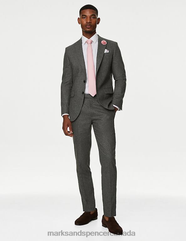 Men Charcoal Clothing Marks & Spencer Tailored Fit Italian Wool Rich Suit Trousers 20VTD6536 - Marks and Spencer online