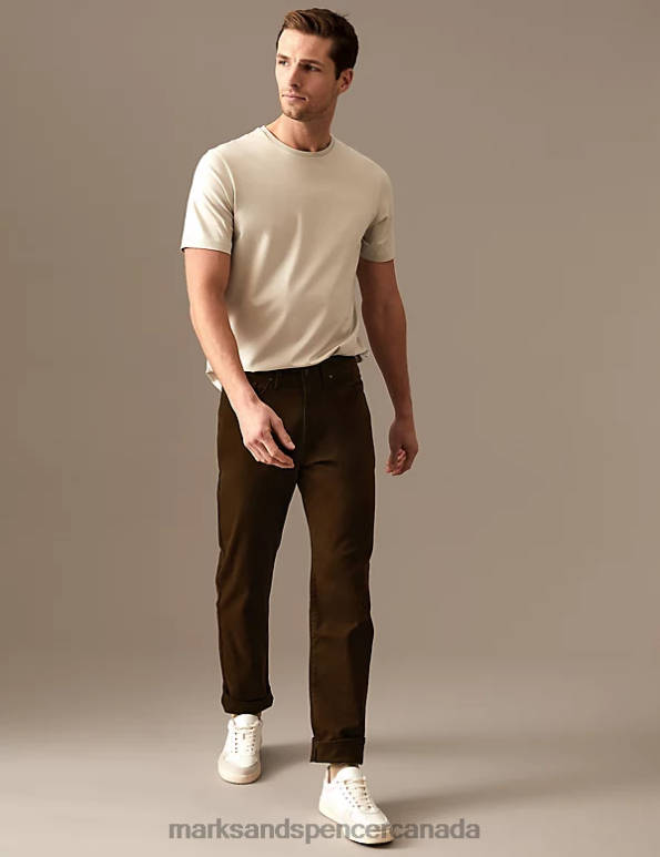 Men Chocolate Clothing Marks & Spencer Straight Fit Italian 5 Pocket Trousers 20VTD6211 - Marks and Spencer online