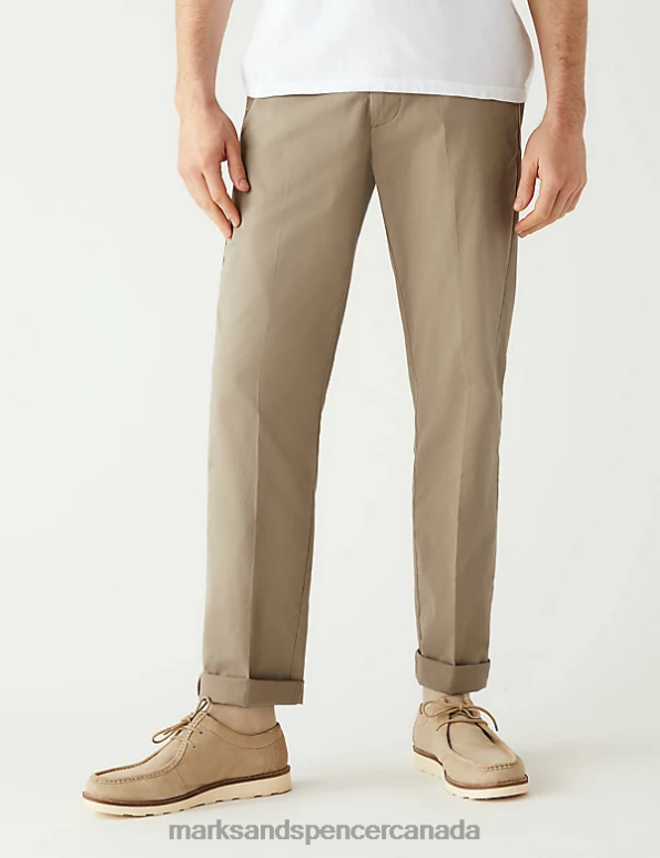 Men Dark Bronze Clothing Marks & Spencer Regular Fit Super Lightweight Chinos 20VTD6057 - Marks and Spencer online