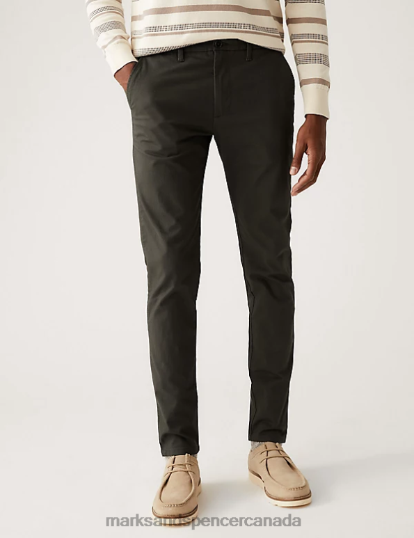 Marks and Spencer near me - Men Dark Charcoal Clothing Marks & Spencer Skinny Fit Stretch Chinos 20VTD5317