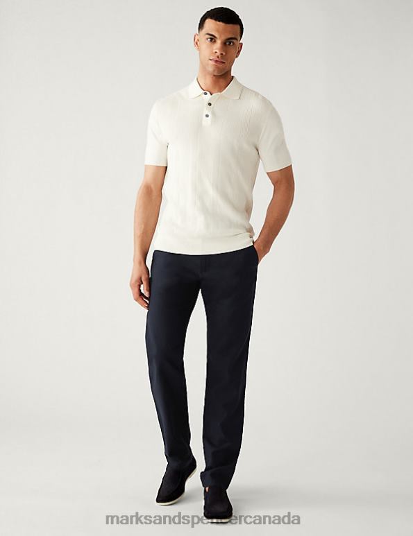 Men Dark Navy Clothing Marks & Spencer International Only Linen Trousers 20VTD7090 - Marks and Spencer outlet