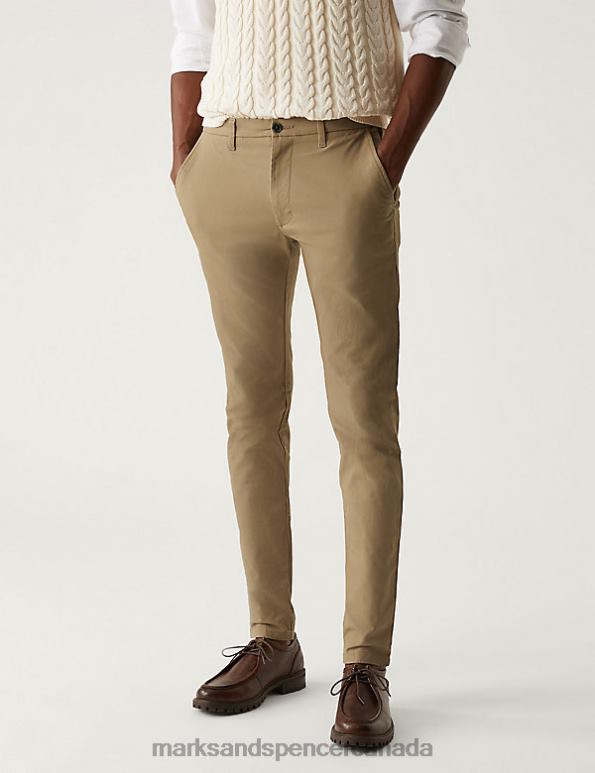 Men Dark Stone Clothing Marks & Spencer Skinny Fit Stretch Chinos 20VTD5314 - Marks and Spencer Canada locations