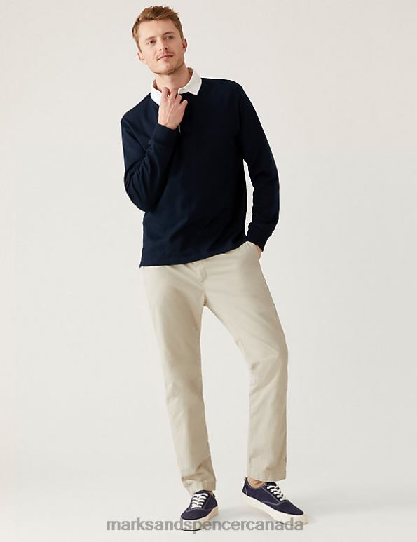 Marks and Spencer near me - Men Ecru Clothing Marks & Spencer Slim Fit Half Elasticated Waist Trousers 20VTD5825