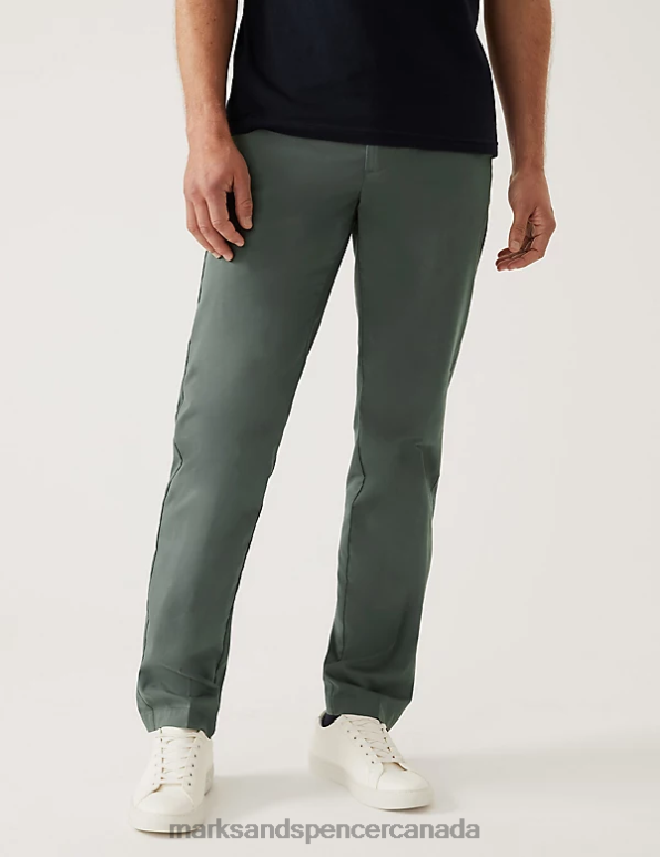 Men Green Clothing Marks & Spencer Regular Fit Super Lightweight Chinos 20VTD6058 - Marks and Spencer Canada locations