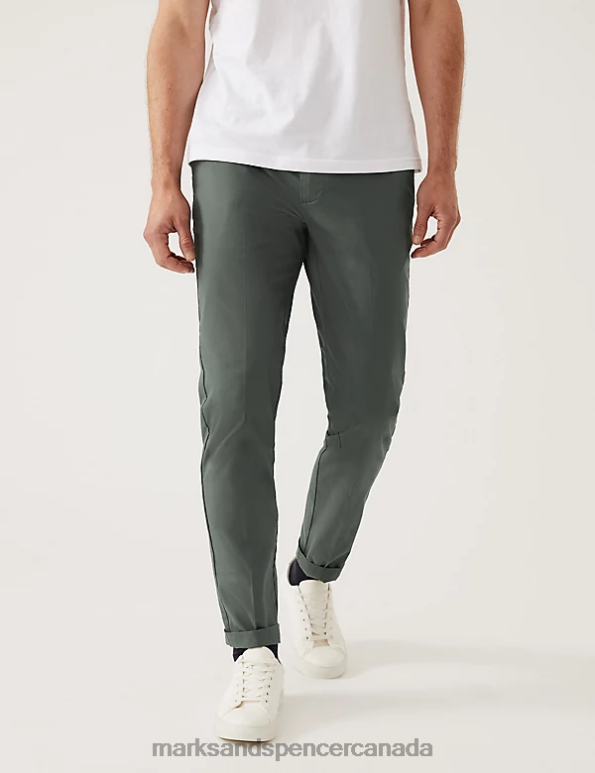 Marks and Spencer sale - Men Green Clothing Marks & Spencer Slim Fit Super Lightweight Chinos 20VTD7048