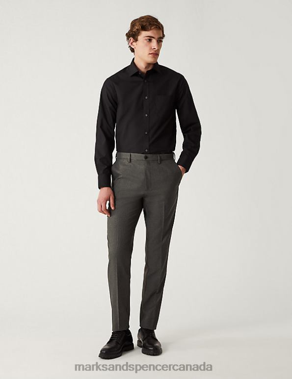 Men Grey Clothing Marks & Spencer Slim Fit Trouser with Active Waist 20VTD5547 - Marks and Spencer outlet