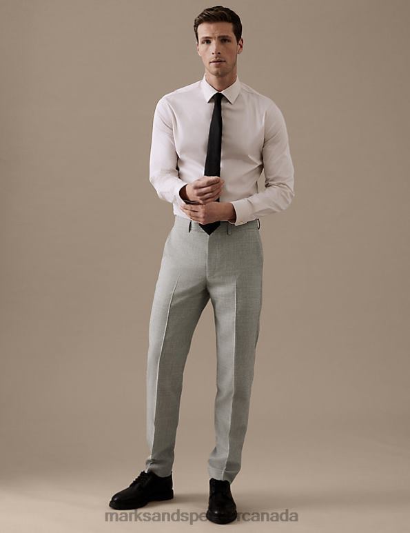 Men Grey Clothing Marks & Spencer Tailored Fit Pure Wool Puppytooth Suit Trousers 20VTD6461 - Marks and Spencer online