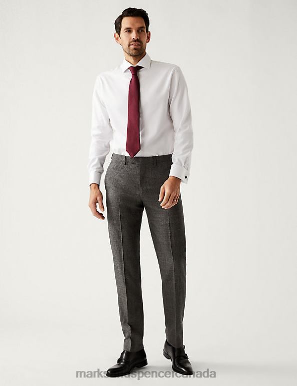 Marks and Spencer Canada - Men Grey Clothing Marks & Spencer Tailored Fit Pure Wool Suit Trousers 20VTD6869