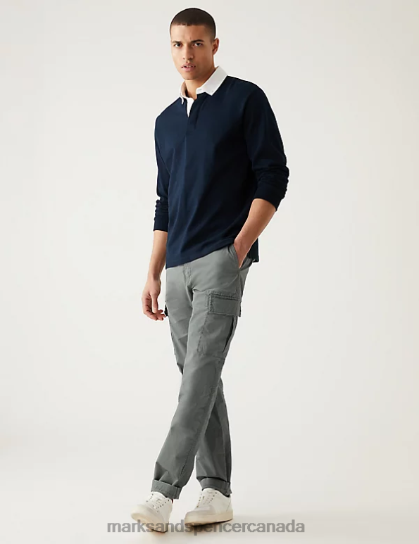 Marks and Spencer near me - Men Grey Clothing Marks & Spencer Tapered Fit Lightweight Cargo Trousers 20VTD5170