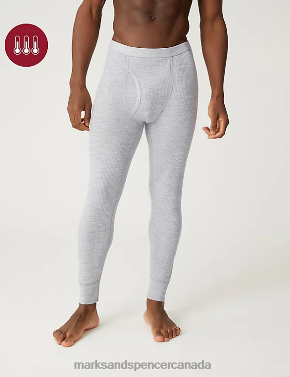 Marks and Spencer sale - Men Grey Marl Clothing Marks & Spencer Heatgen Maximum Thermal Long Johns 20VTD5187