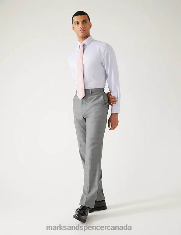 Marks and Spencer Canada - Men Grey Mix Clothing Marks & Spencer Regular Fit Prince of Wales Check Suit Trousers 20VTD6567