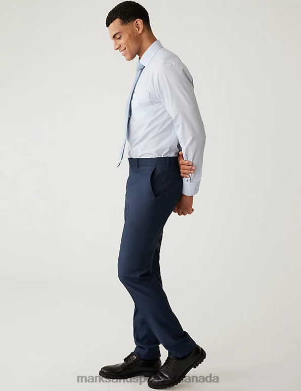 Men Indigo Clothing Marks & Spencer Slim Fit Sharkskin Stretch Suit Trousers 20VTD5650 - Marks and Spencer online