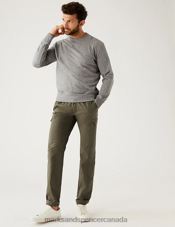 Men Khaki Clothing Marks & Spencer Slim Fit Belted Trekking Trousers 20VTD6484 - Marks and Spencer Canada locations