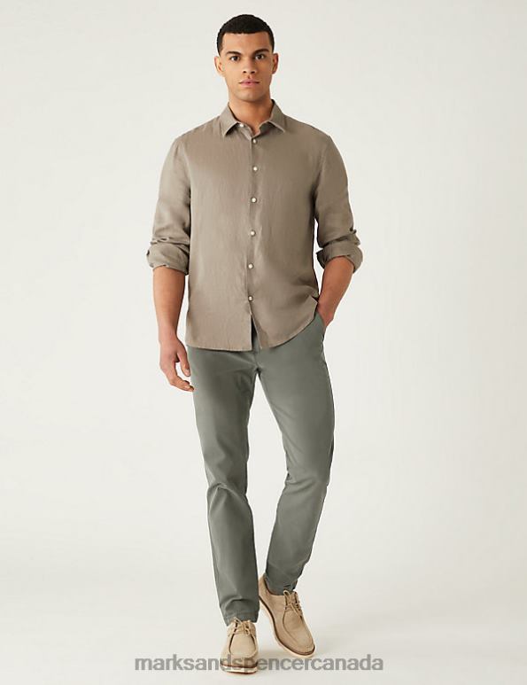 Marks and Spencer near me - Men Khaki Clothing Marks & Spencer Slim Fit Textured Stretch Trousers 20VTD5937