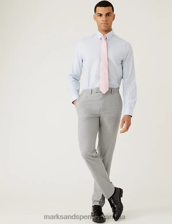 Marks and Spencer sale - Men Light Grey Clothing Marks & Spencer Slim Fit Prince of Wales Check Suit Trousers 20VTD6340