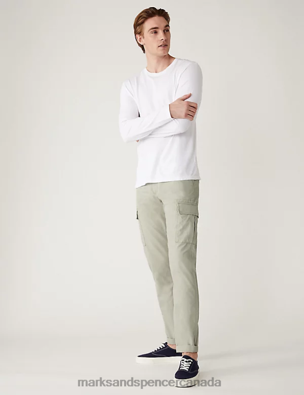 Marks and Spencer sale - Men Light Stone Clothing Marks & Spencer Tapered Fit Lightweight Cargo Trousers 20VTD5171