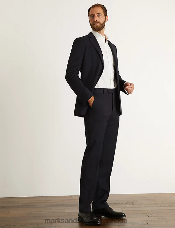 Men Medium Navy Clothing Marks & Spencer Tailored Fit Super 100s Pure Wool Trousers 20VTD6667 - Marks and Spencer online