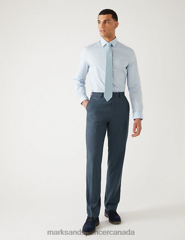 Marks and Spencer near me - Men Mid Blue Clothing Marks & Spencer Regular Fit Stretch Suit Trousers 20VTD6494