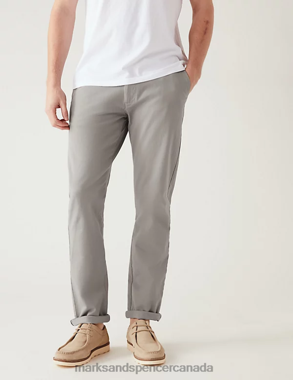 Men Mid Grey Clothing Marks & Spencer Slim Fit Ultimate Chinos 20VTD5304 - Marks and Spencer Canada locations