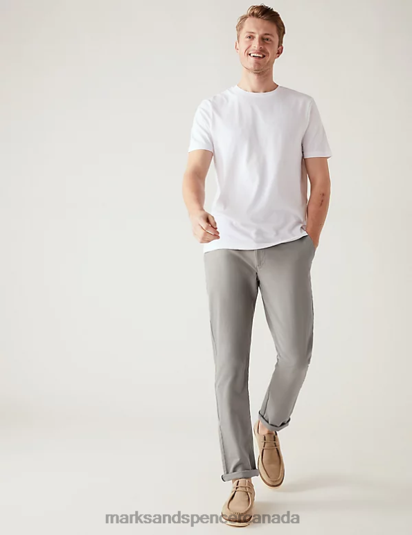 Marks and Spencer sale - Men Mid Grey Clothing Marks & Spencer Slim Fit Ultimate Chinos 20VTD5939