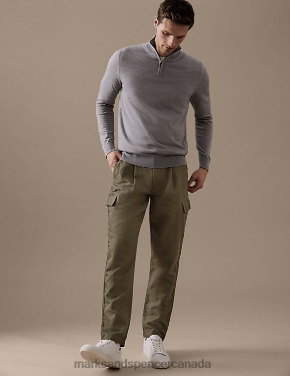 Marks and Spencer near me - Men Mole Clothing Marks & Spencer Regular Fit Linen Blend Cargo Trousers 20VTD5535