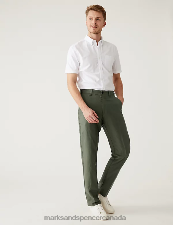 Men Moss Clothing Marks & Spencer Regular Fit Linen Blend Trousers 20VTD5450 - Marks and Spencer online