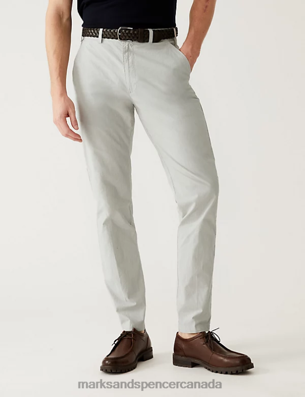 Men Natural Clothing Marks & Spencer Slim Fit Textured Belted Chinos 20VTD5541 - Marks and Spencer online